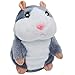 M-jump Talking Hamster Repeats What You Say Mimicry Pet Toy Plush Buddy Mouse with Interactive Function, Gift for Kids Birthday and Parties (Gray)