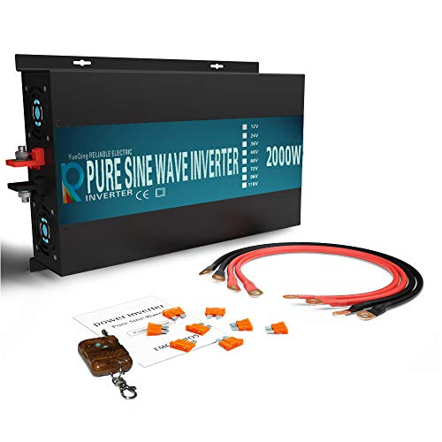 Image of WZRELB 2000W 12V 120V Pure Sine Wave Solar Power Inverter with Remote Control Switch,RBP200012VCRT