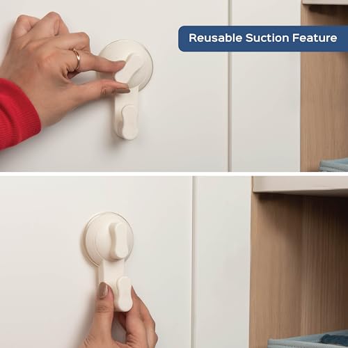 Image of HomeStrap 2-in-1 Suction & Adhesive Hooks | Strong Wall Hanging Hooks Without Drilling | Double Support Stick-On Hooks with No Screw Installation & No Wall Marks for Bathroom, Kitchen & Utility Areas