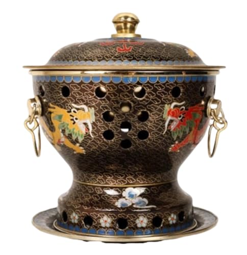 INUUXLG Beijing Copper Hot Pot,Chinese Style Hot Pot,Hot Pot Chinese Vintage Style Hotpot Single Cooking Pot with Lid Kitchen Cookware Chinese Hot(Rosso) (Black 18.5 * 22