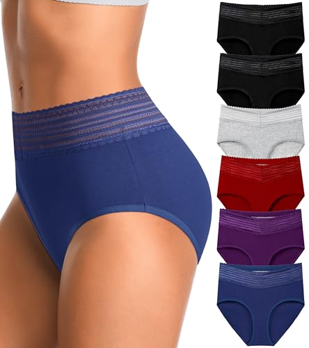 Image of High Waisted Postpartum Underwear Womens Cotton Underwear Soft Breathable Full Coverage Stretch Panties Multipack