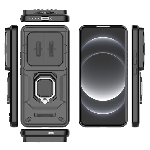 Image of TPU+PC Camshield Pro Case With Slide Camera Protection And Ring Stand Bumper Back Case Cover For Xiaomi Mi 14 Ultra 5G (Black)