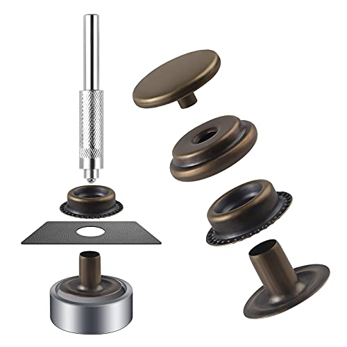 200 Pieces (50Sets) Leather Snap Fastener Kit Tool 5/8 Inches (15Mm) Snaps For Leather Press Studs Snap Fasteners Stainless Snaps Buttons For Canvas Diy, Bags, Clothes, Fabric, Jeans (Bronze) #TOP3