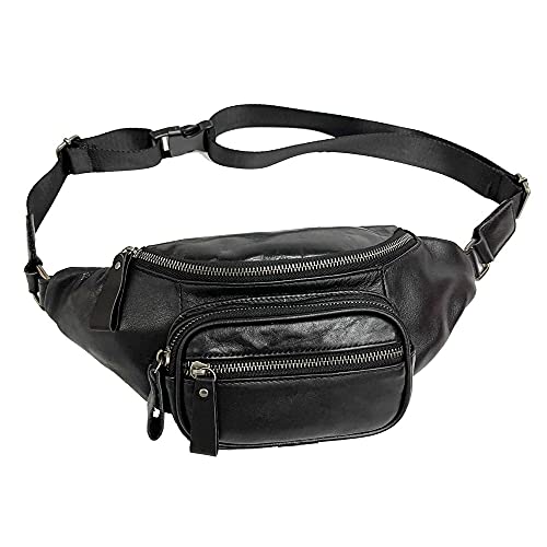 Sacoche banane en cuir noir idéale pour vos voyages et road-trips