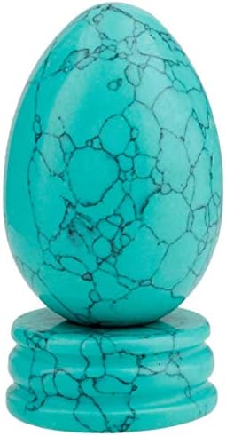 KYEYGWO Tiger' s Eye Stone Carved Eggs with Stand, Healing Crystal Meditation Chakra Balancing Reiki Crafts Home Decoration