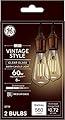 GE Vintage Style LED Light Bulbs, 60 Watt, Clear Finish, ST19 Edison Style Bulbs (2 Pack)