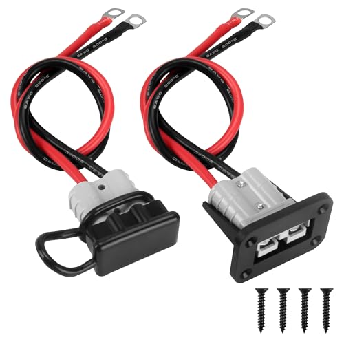 AOWEITOUR 50 Amp Battery Quick Connect/Disconnect Connector,8AWG 1.25FT Battery Cable Connector Kit with Mounting Bracket Waterproof Cap for RV,Truck,Winch (2 PCS)