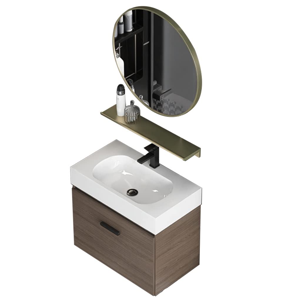 OTQEFTN 4 Piece Set Bathroom Furniture, Wall Mounted Mirror for Makeup Shaving, Floating Sink Pedestal Cabinet, Under Sink Storage Cabinet