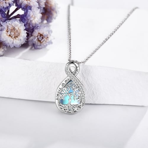 YFN Tree of Life Urn Necklace for Ashes Sterling Silver Moonstone Tree of Life Cremation Jewelry Infinity Cremation Necklace for Women3