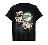 Three Red Panda Moon | 3 Moon Forest Bamboo Howling Bear T-Shirt