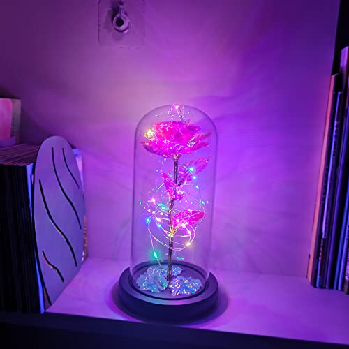 Rose Gift For Her, Women Romantic Valentine Gifts For Wife Led Galaxy Rose In Glass Dome,Women Gifts Ideas For Valentine's Day Mother's Day,Thanksgiving Day,Birthday,Anniversary On Any Occasion #TOP1