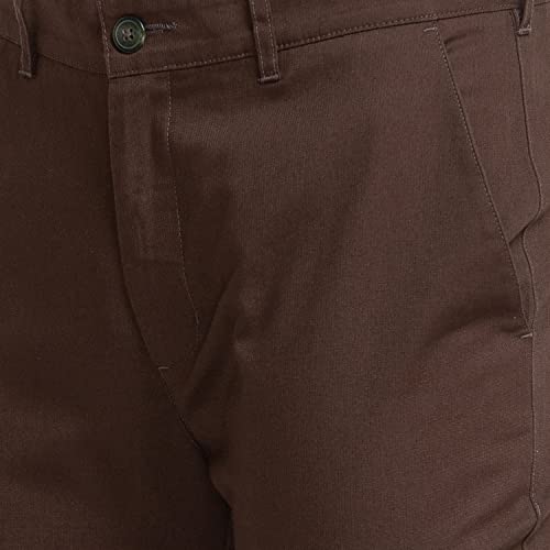 Image of Colorplus Men's Cotton Blend Solid Piece Dyed Pattern Tailored Fit Flat Front Casual Trouser