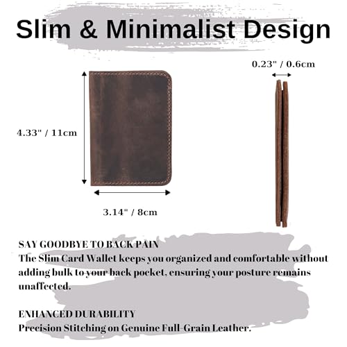 Leather Slim Wallet, Credit Card Holder, Bifold, Minimalist, Front Pocket, Small Thin, Travel Wallet for Men and Women (Chocolate Brown)3