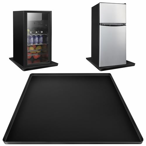 Mini Fridge Silicone Mat with Raised Edge, 19.7"x19.7" Mini Fridge Drip Tray Non-Slip Under Refrigerator Carpet Floor Protector Mat for Freezer Wine Coolers Dishwashers Prevent Water Leakage & Spills