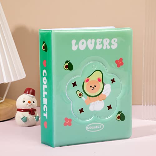 Mini-Fotoalbum 80 Taschen Blumen Hohlkartenbinder Fotoalbum Kpop Fotokartenhalter (Grün) Cover