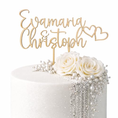 Birdart Box Cake Topper personalisiert - Tortenstecker mit Namen aus Holz (Natur Holz Namenstecker)