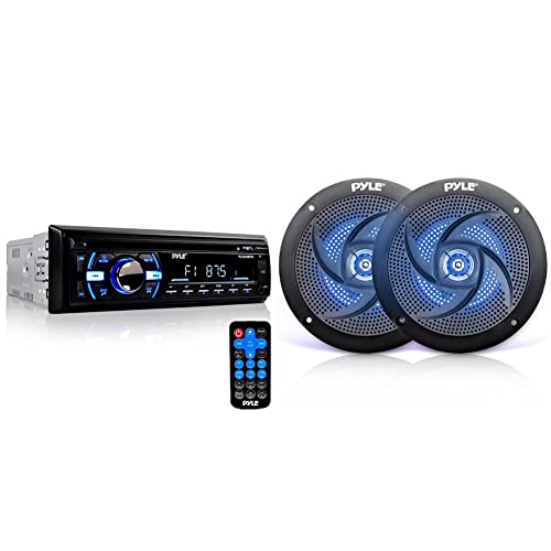 Image of Pyle Marine Bluetooth Stereo Receiver, 300 Watt, Waterproof, 5.25 Inch Speakers, Touchscreen, USB, Auxiliary, RCA
