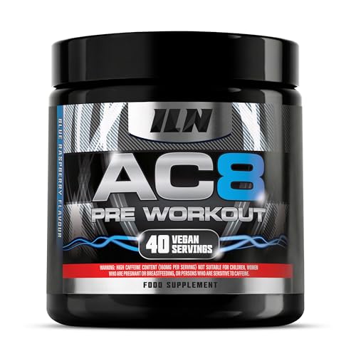 AC8 Pre Entreno Blue Raspberry 360 g - pre workout gimnasio fuerte con creatina, cafeína y vitamina B12 - hasta 6.660 mg por toma