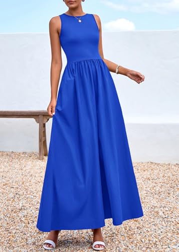 Image of KIRUNDO Summe Sleeveless Maxi Dresses for Women 2026 Spring Wedding Guest A Line Tank Elegant Flowy Beach Long Sundress