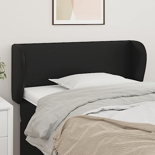 Qnhdfrt Cabecero con orejas negro 83x23x78/88 cm Cuero sintético Altura ajustable Diseño moderno Patas de madera robustas Respaldo cómodo para dormitorio