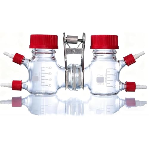 jcwwolk Microbial Electrochemical Reaction Chamber, Dual-Chamber Glass Reactor, 100-2000ml Capacity, with Proton Exchange Membrane & Tower Port, for Lab Fluid Experimentsh