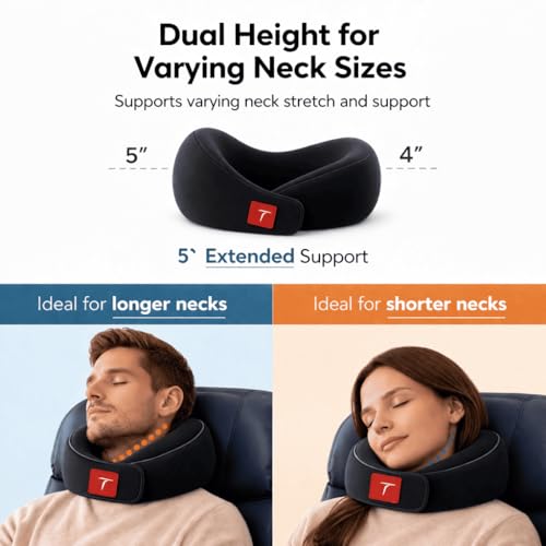 Image of Trajectory Travel Neck Pillow Memory Foam for Sleeping in Airplane Flight, Cab, Car, Train, Bus for Men and Women Black (As seen on Shark Tank)