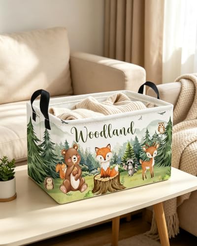Image of Essme Rectangular Animal Basket,Kids Storage Bins Organizer with Handles for Girls Room Decor, Gift Basket,Shelf Basket.(Tree Animal)
