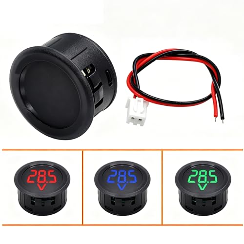 Powice Woltomierz cyfrowy DC 4-100 V, 3-częściowy zestaw – wskaźnik napięcia 12 V z wyświetlaczem LED (czerwony, niebieski, zielony po 1 sztuka) – czujnik baterii 12 V, wskaźnik baterii i woltomierz