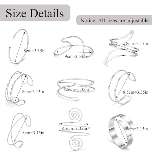 SAMOCO 9Pcs Gold Arm Cuff Jewelry for Women Upper Arm Cuff Bracelets Bangle Armlet Adjustable Armband Cuff Bracelet Set Jewelry4