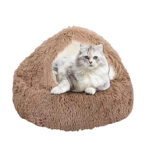 Satiskid Flauschiges Katzenbett, kleines Hundebett, warme, kuschelige, weiche Plüschhöhle für Hunde und Katzen, Höhle mit Kapuze, maschinenwaschbar,...