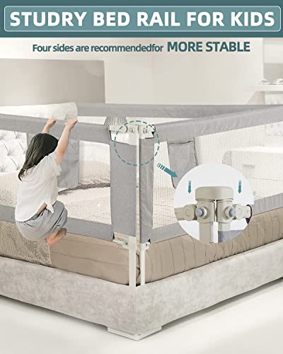 Cercoveu Bed Rail For Toddlers, Extra Tall（Height Adjustable） Specially Designed For Twin, Full, Queen, King Size, California King Bed - Safety Baby Bed Guard Rails For Kids (One Side 78.7" X 27") #TOP2