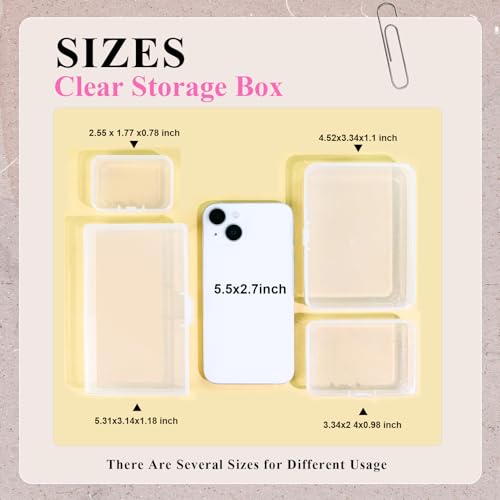 Image of 22 Pieces Plastic Organizer Cases with Hinged Lid, Small Transparent Storage Containers for Bead, Hardware, Tiny Earrings (2.55 x 1.77 x 0.78 Inch)