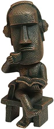 CRCAH Moai Statue Decor - 6 Inch Easter Island Oranment Resin Stone Decoration for Room Accessories Antique Sculpture for Office Desktop (Read a Book)