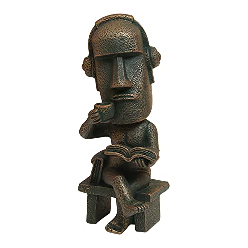 CRCAH Statue Moai - Décoration d'île de Pâques - 15,2 cm - Décoration en pierre en résine pour accessoires de chambre, sculpture antique pour bureau (lire...