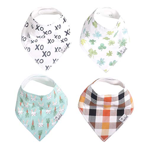 Baby Bandana Drool Bibs for Drooling and Teething 4 Pack Gift Set “Holiday” by Copper Pearl