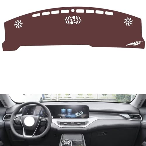 Anti-Slip Sun-Proof Dashboard Cover Compatible with Ford Equator, Premium Leather (Brown)
