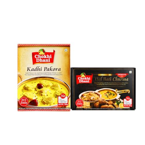 Image of Chokhi Dhani Ready to Eat Combo | Kadhi Pakora 300g & Dal Bati Churma 500g | Rajasthani Meal | Just Heat & Serve Indian Food | Veg | Traditional Combo