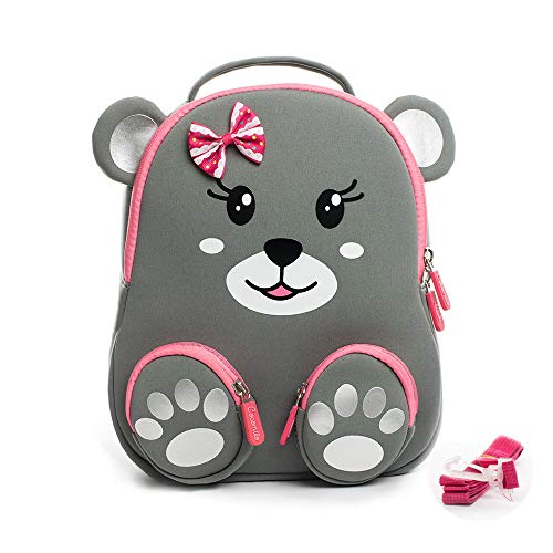 Cocomilo 12" Cartoon 3D Bear Toddler Backpack for Girls Kids Waterproof Preschool Ba