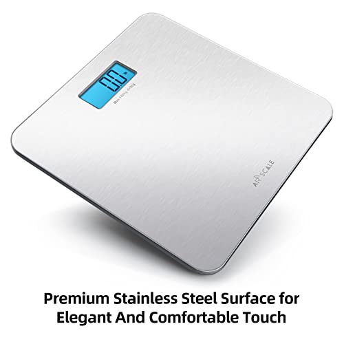 Airscale Stainless Steel Digital Body Weight Bathroom Scales With Backlit Lcd Display, 400Lb Capacity With High Precision Sensors For Body Weighing (Battery Included) #TOP3