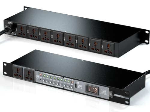 10 Outlet Power Conditioner Sequencer, 8 Independent Switch, 1U Rack Mount