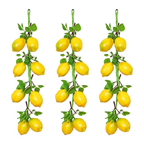 Cabilock 3Pcs Artificial Lemon Skewers Fake Lemon Model Hanging String Decoration Fruits Hanging Pendants Ornament Home Adornment Home Decoration