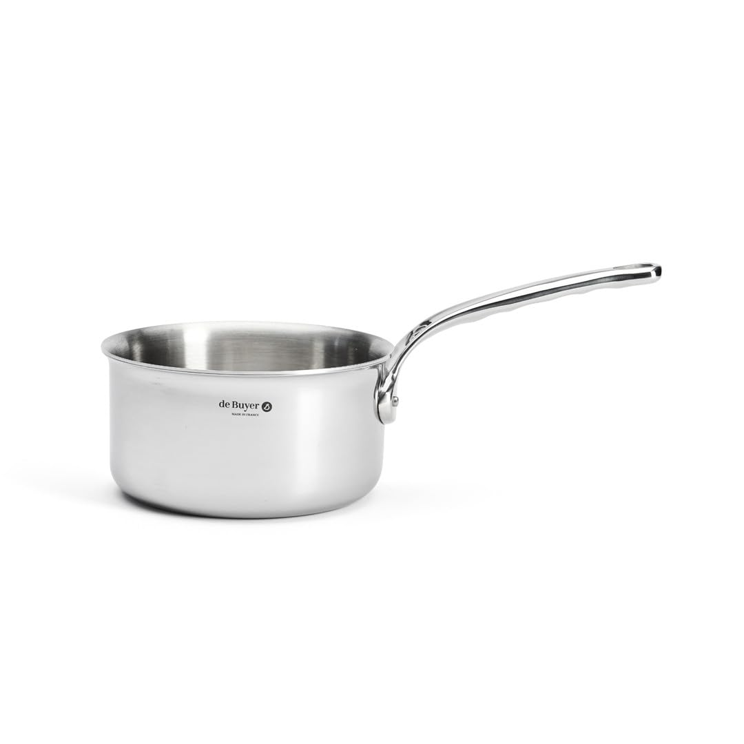 De Buyer - Casserole en inox 5 couches AFFINITY - 16 cm - Fabriquée en France, Sans PFAS, Montée Rapide en Température, Inox 18/10, Tous Feux + Four, Finition Poli Brillant