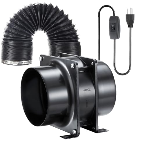 ダクト用換気扇 100mm, 119m3/h 塗装ブース用換気扇 中間取付 丸形タイプ 軽量...