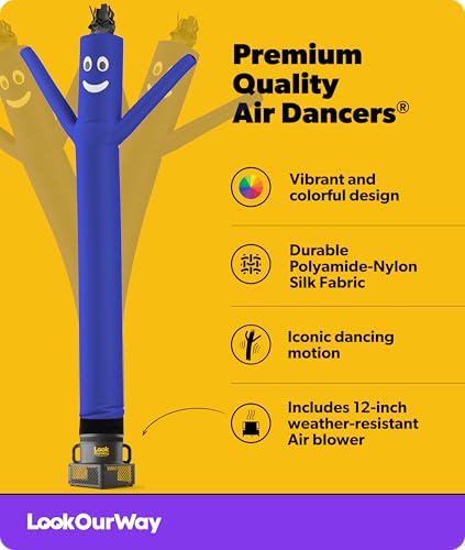 Image of LookOurWay Air Dancers Wacky Waving Inflatable Tube Man Set - 10 Feet Tall Inflatable Dancing Man with Blower - Blue
