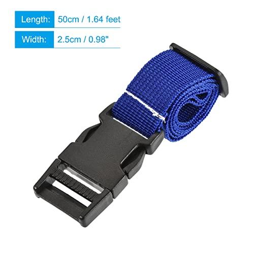 Image of MECCANIXITY Utility Strap with Buckle 1x20 Inch Polyester Quick Release Adjustable Belt for Travel Outdoor Bag Luggage Packing (Blue)