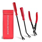HNFKOZ 3 Pcs Clip Pliers Set & Fastener Remover, Auto Trim Removal Tool Kit with Storage Bag for Automotive Door Panel, Upholstery, Dashboard, Plastic Fasteners