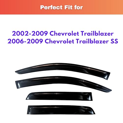 Image of KPY Rain Guards Fit for 2002-2009 Chevrolet Trailblazer, Out-Channel Window Visors Vent Wind Deflectors 4PC, Car Accessories for 06-09 Chevy Trailblazer SS