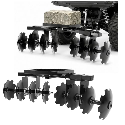 ALMULOO 54 Universal Disc Plow Harrow Compatible with ATV UTV Harrow Garden Tractor Accessory W/ 2 Inch Receiver Powder Coated Steel Durable Sturdy Pull Behind Tiller