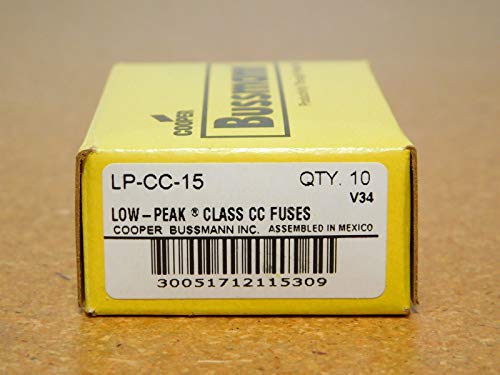 Fusible LP-CC-15 Bussmann de 15A clase CC para protección de circuitos pack de 10 unidades