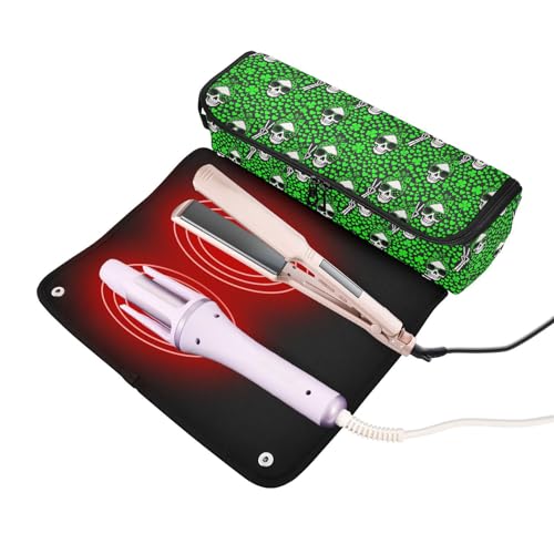Bolso de viaje para herramientas de cabello Hot Hair Tools con alfombra resistente al calor extraíble, porta rizadores y planchas de pelo, verde miniatura 2